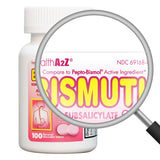 HealthA2Z Bismuth envase portátil para uso diario.