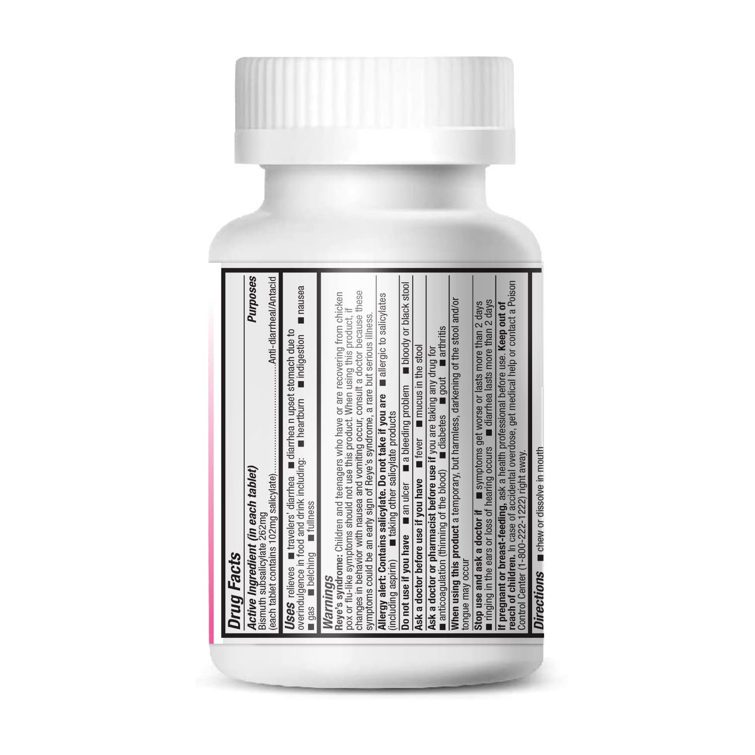 HealthA2Z Bismuth tabletas envueltas individualmente para frescura.