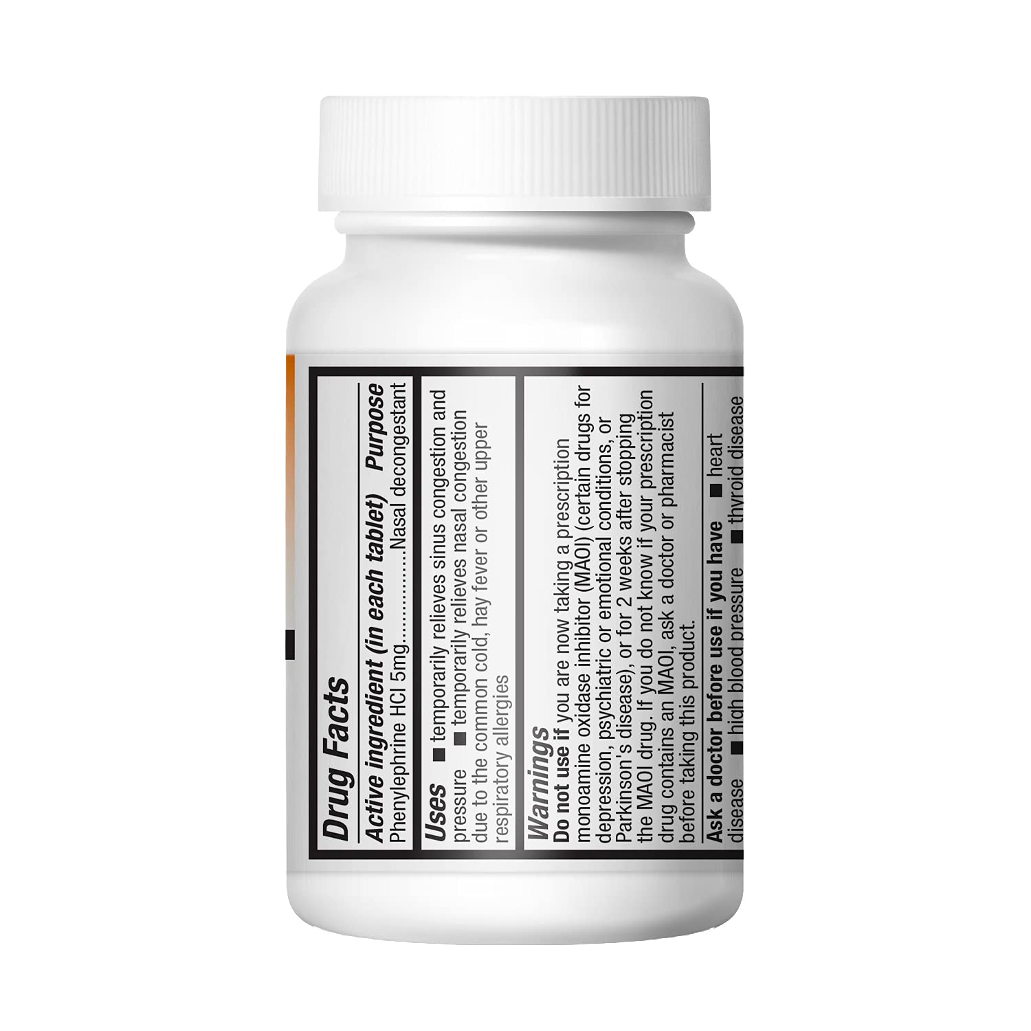 HealthA2Z Descongestionante PE: mano sosteniendo una tableta para referencia de dosis.