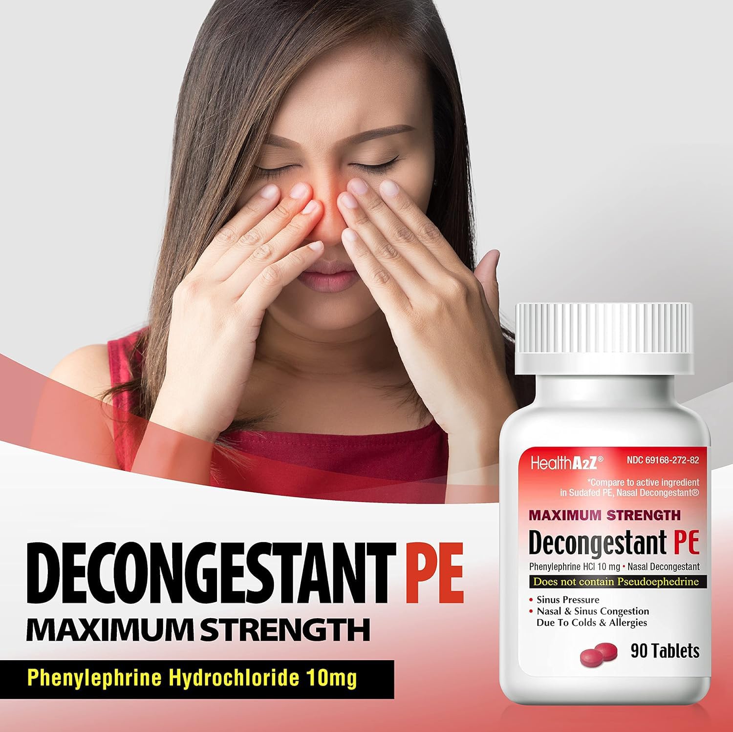 HealthA2Z Descongestionante PE — enfoque sin sedantes para congestión nasal.