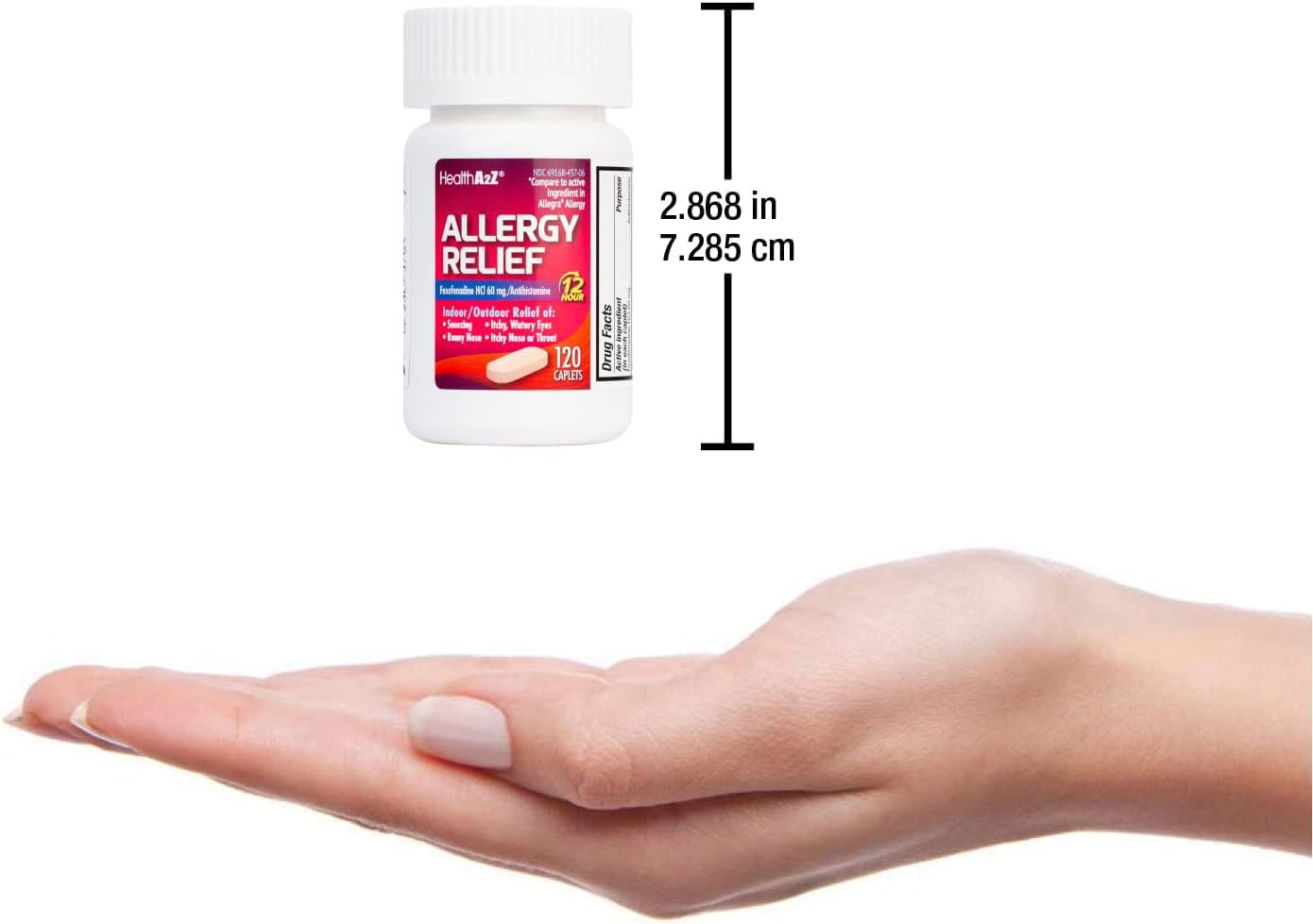 HealthA2Z tabletas de 60 mg para estornudos y picor.