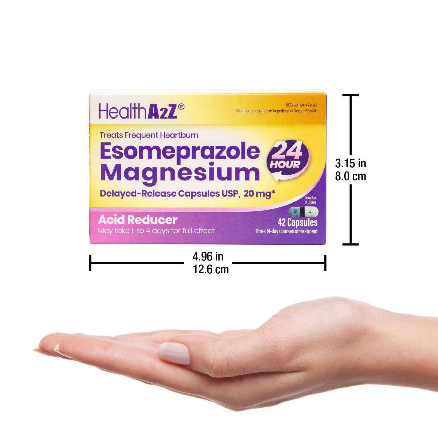Guía de uso HealthA2Z Esomeprazol 20 mg para alivio constante.