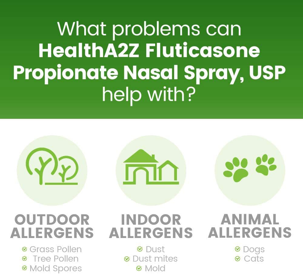 HealthA2Z indicaciones para alivio de estornudos y picor nasal.