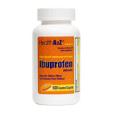 HealthA2Z Ibuprofeno 200 mg, bote naranja con pastillas para alivio del dolor.