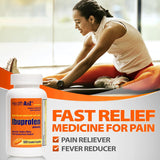 HealthA2Z Ibuprofeno 200 mg, envase naranja para manejo de dolor ocasional.