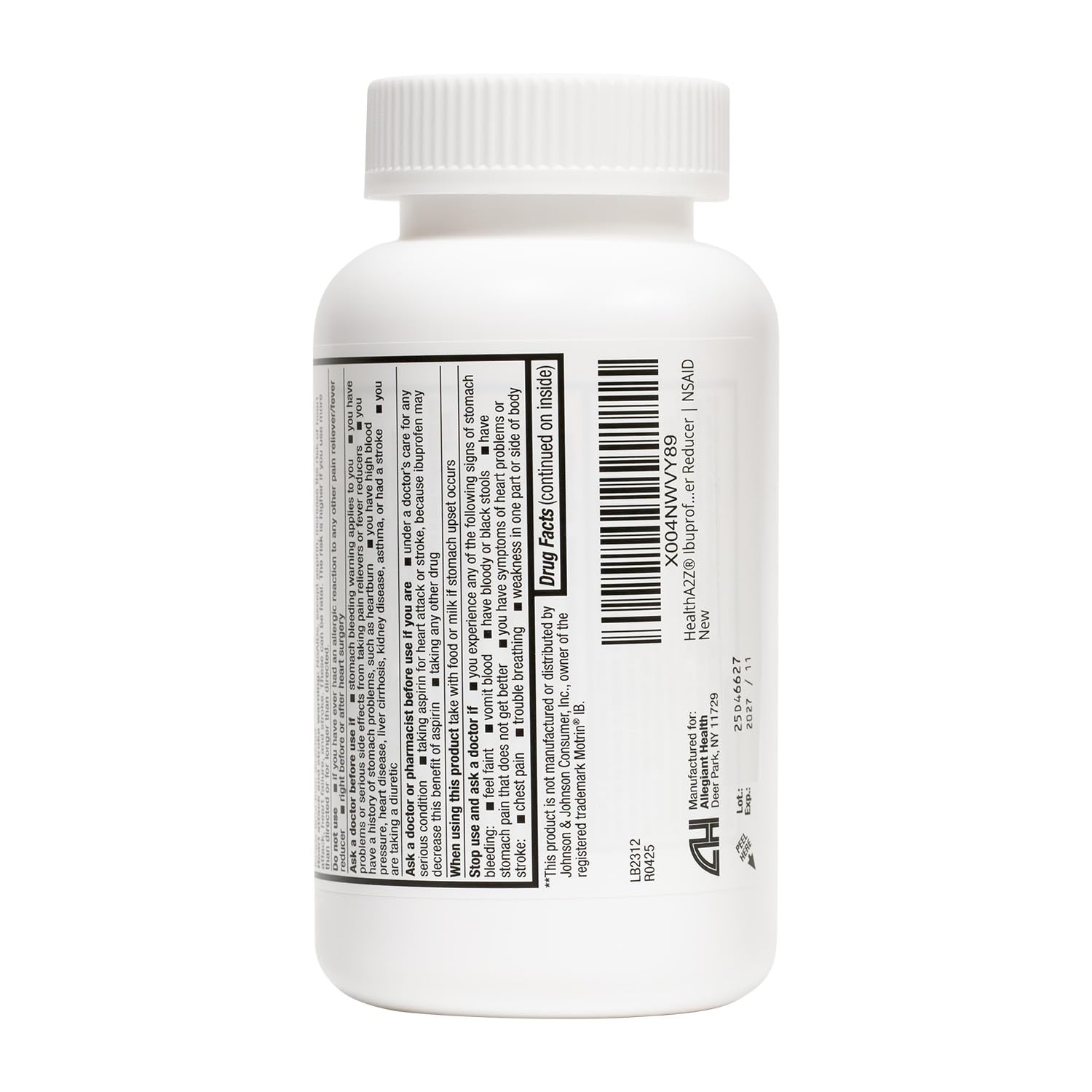 HealthA2Z Ibuprofeno 200 mg, pastillas en bote para molestias diarias.