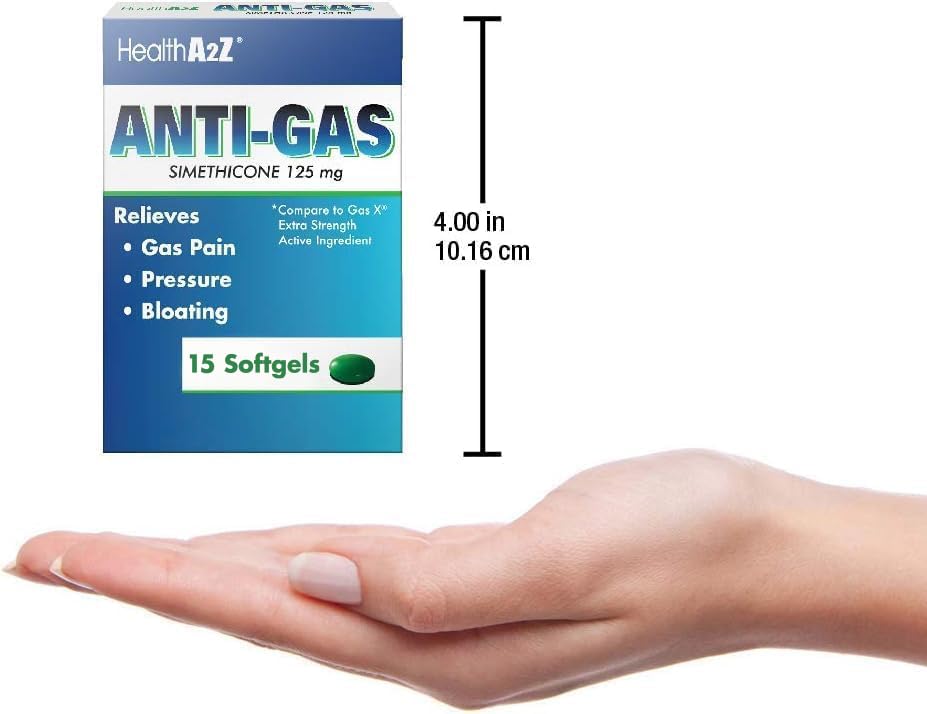 HealthA2Z Información-ingredientes, simeticona 125 mg, detalle útil para compradores.