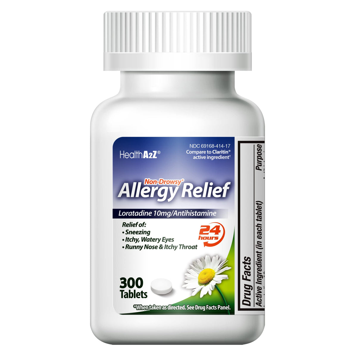 HealthA2Z Loratadina 10 mg, botella para alivio diario de alergias