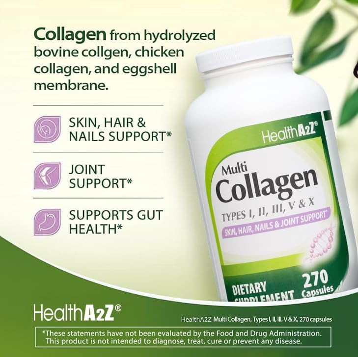 HealthA2Z Multi Colágeno cápsulas en cuchara, dosificación rápida y fácil.
