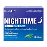 HealthA2Z Nighttime: botella de cápsulas suaves para confort nocturno.
