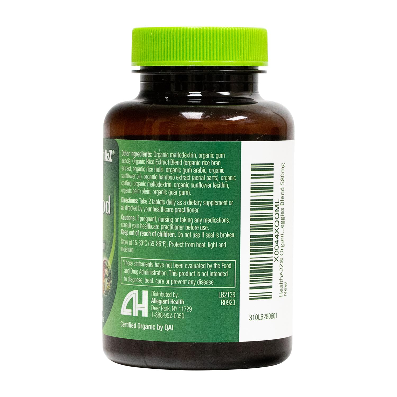 HealthA2Z Greens con alfalfa, brócoli y espinaca para un perfil nutricional.