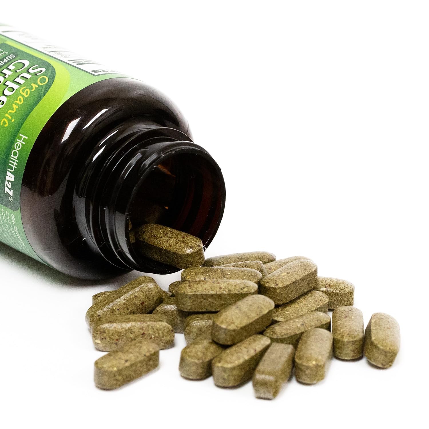 HealthA2Z Greens con espirulina para un impulso antioxidante.