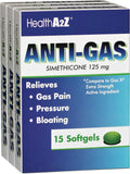HealthA2Z cápsulas y dosis, simeticona 125 mg para alivio de gases.