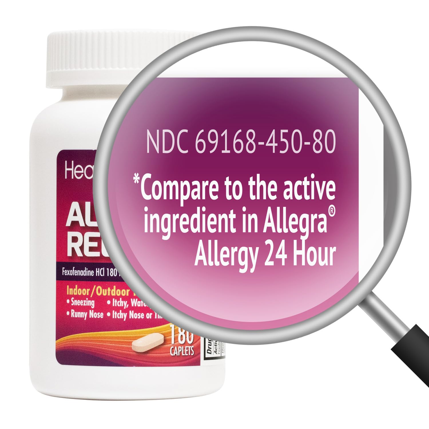 HealthA2Z tabletas de alergia alivio rápido en formato 24 h para respirar cómodo.