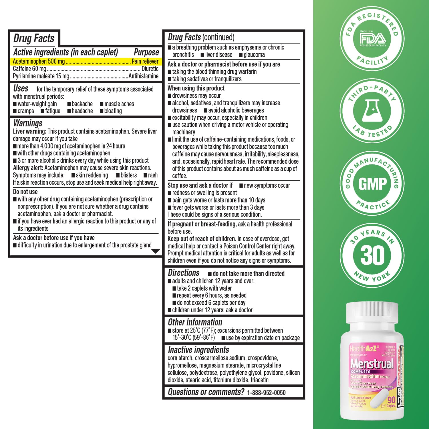 HealthA2Z tabletas etiqueta producto: información clara para uso diario.
