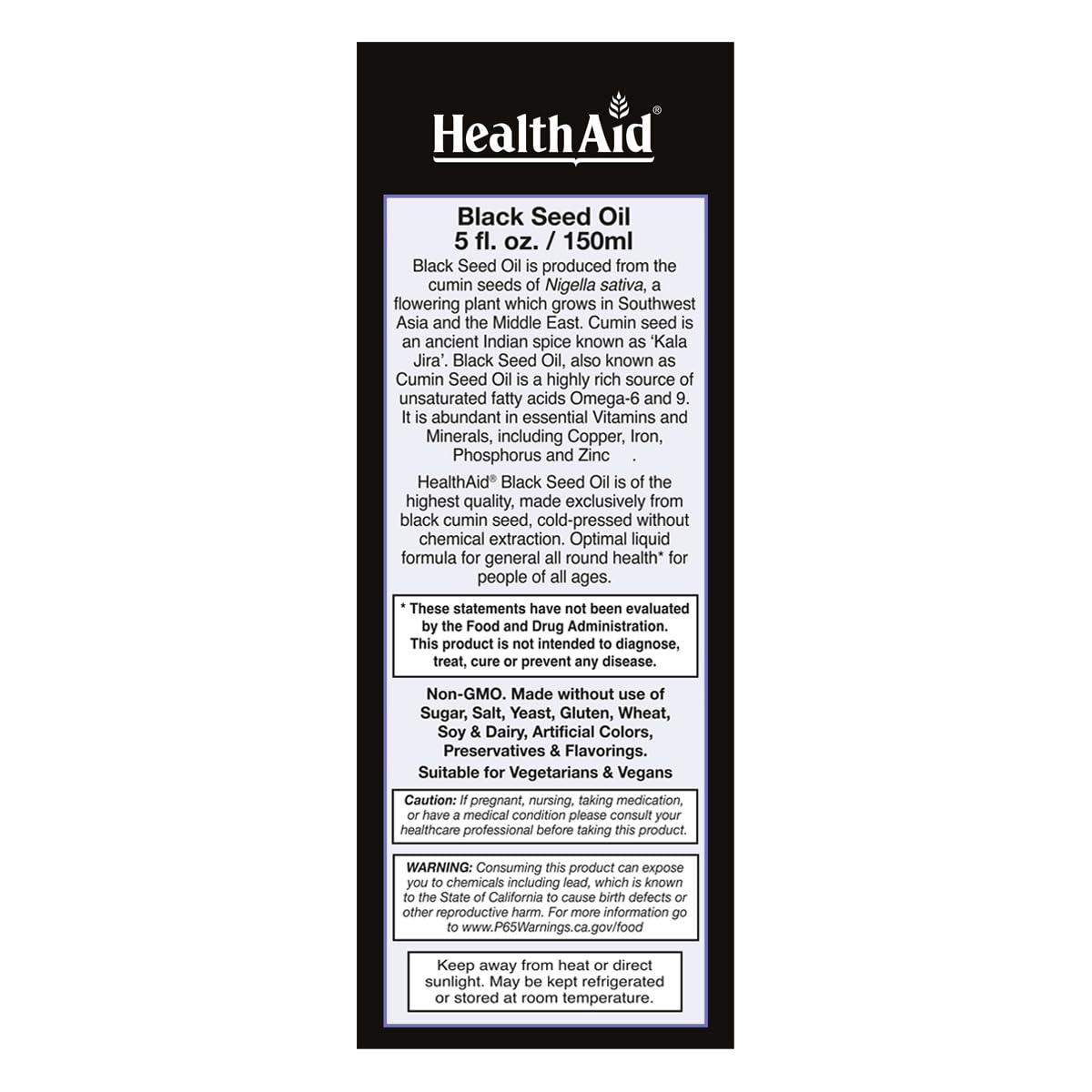 HealthAid aceite semilla negra con gotero facilita dosis controladas para recetas o cosmética.