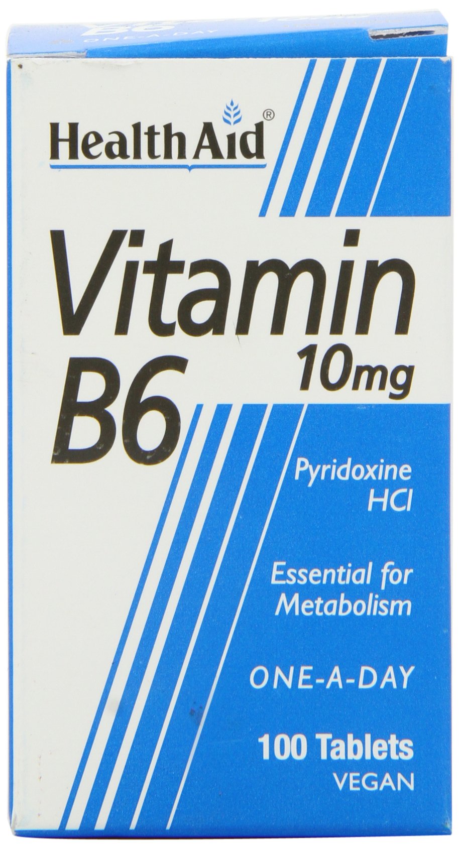HealthAid Vitamina B6, etiqueta legible, información clara para consumo responsable.