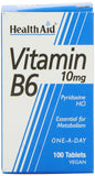 HealthAid Vitamina B6, etiqueta legible, información clara para consumo responsable.