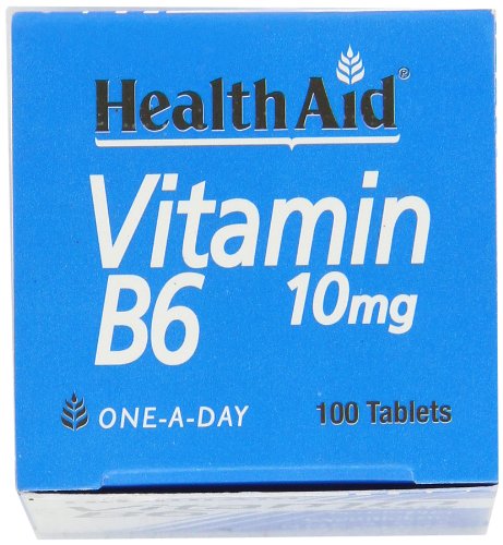 HealthAid Vitamina B6, envase práctico para tu rutina diaria en casa.