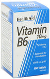HealthAid Vitamina B6, etiqueta nutricional visible para comparar rápidamente.