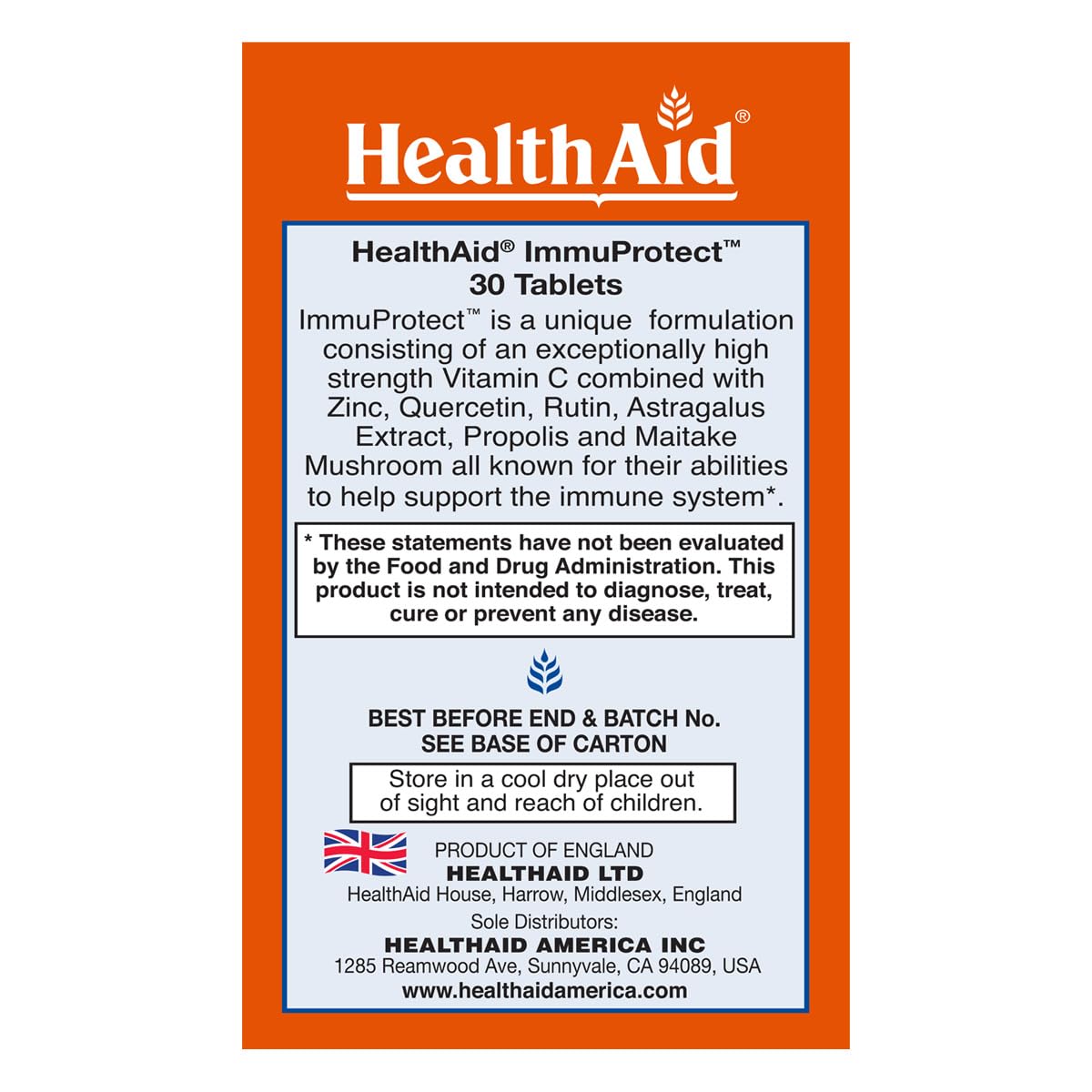 HealthAid Immuprotect, cápsulas, mezcla de vitaminas y plantas para apoyar la función inmune