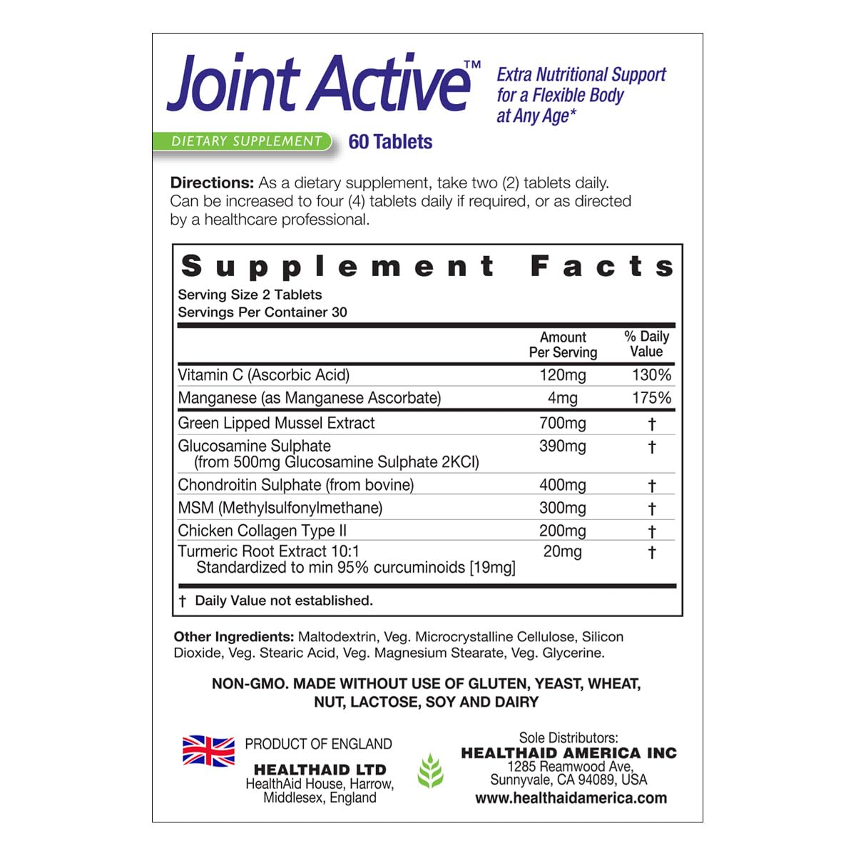 HealthAid Jointactive botella: complemento de bienestar articular para personas activas
