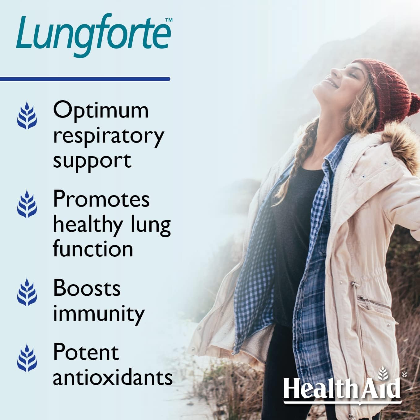 HealthAid LungForte: NAC y resveratrol para apoyo antioxidante diario.