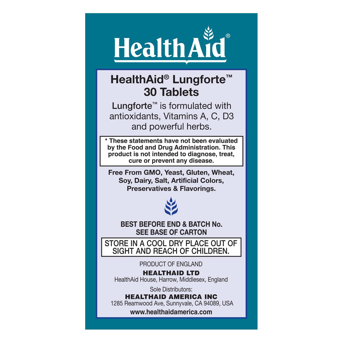 HealthAid LungForte: uso diario para apoyo natural de las vías respiratorias.