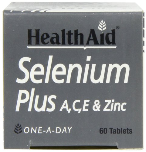 HealthAid Selenium Plus frasco visto de frente, almacenamiento cómodo en casa.