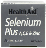 HealthAid Selenium Plus frasco visto de frente, almacenamiento cómodo en casa.