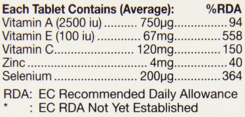 HealthAid Selenium Plus tabla de nutrientes por tableta, guía rápida para usuarios.