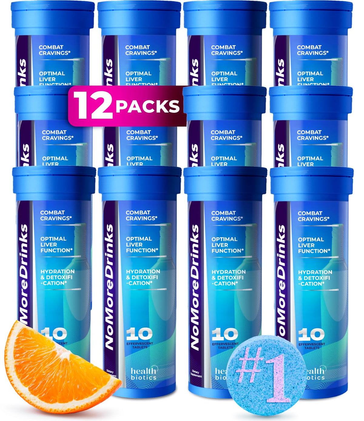 Healthbiotics NoMoreDrinks: empaque frontal para iniciar hábitos saludables.