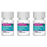 Etiqueta del producto HealthCareAisle Lansoprazol con indicaciones de uso claro.