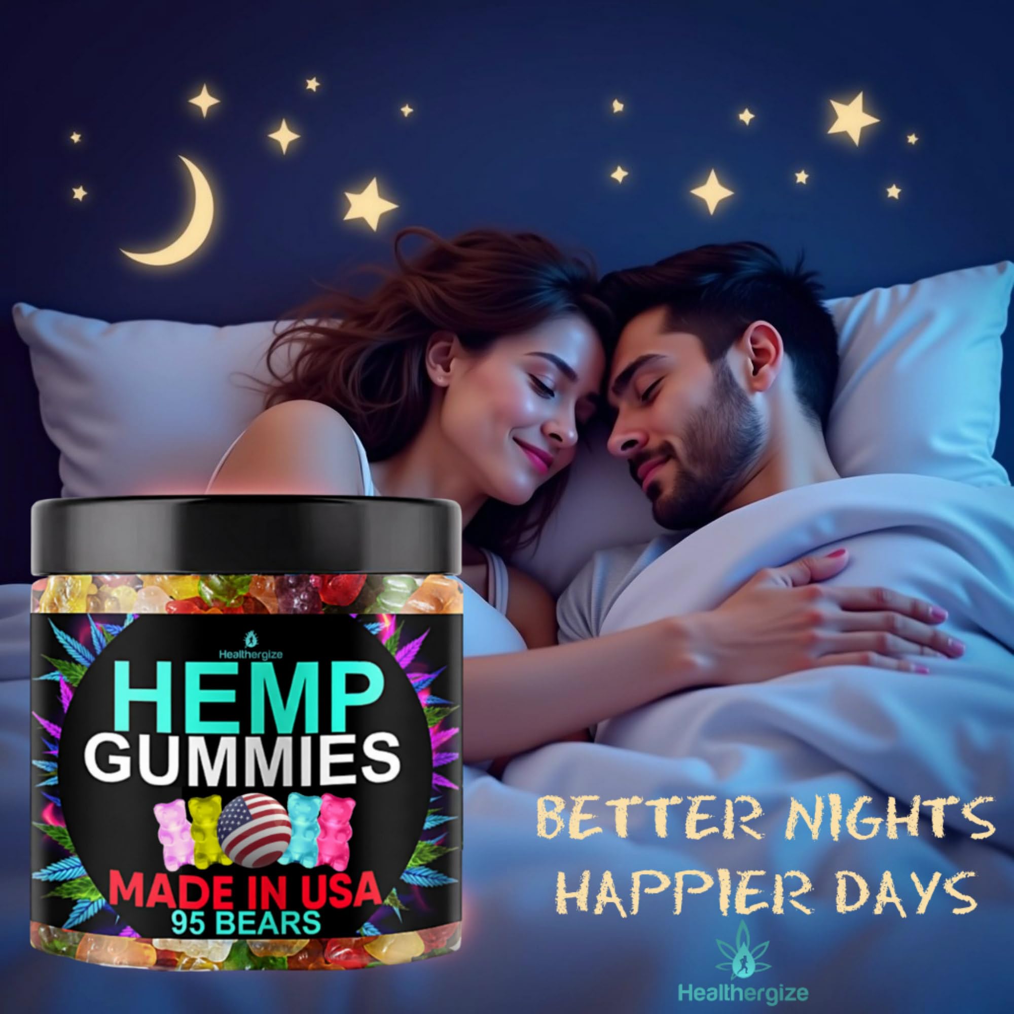 Healthergize gomitas cáñamo sabores-frutales naturales como snack diario.