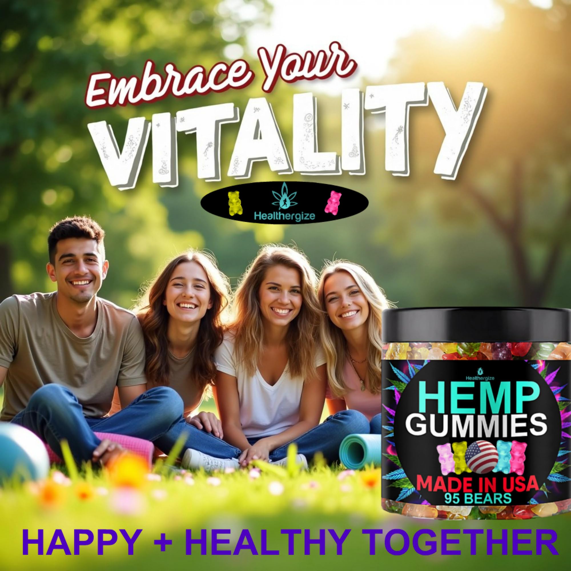Healthergize gomitas cáñamo textura-dulce agradable sin residuo agradable.