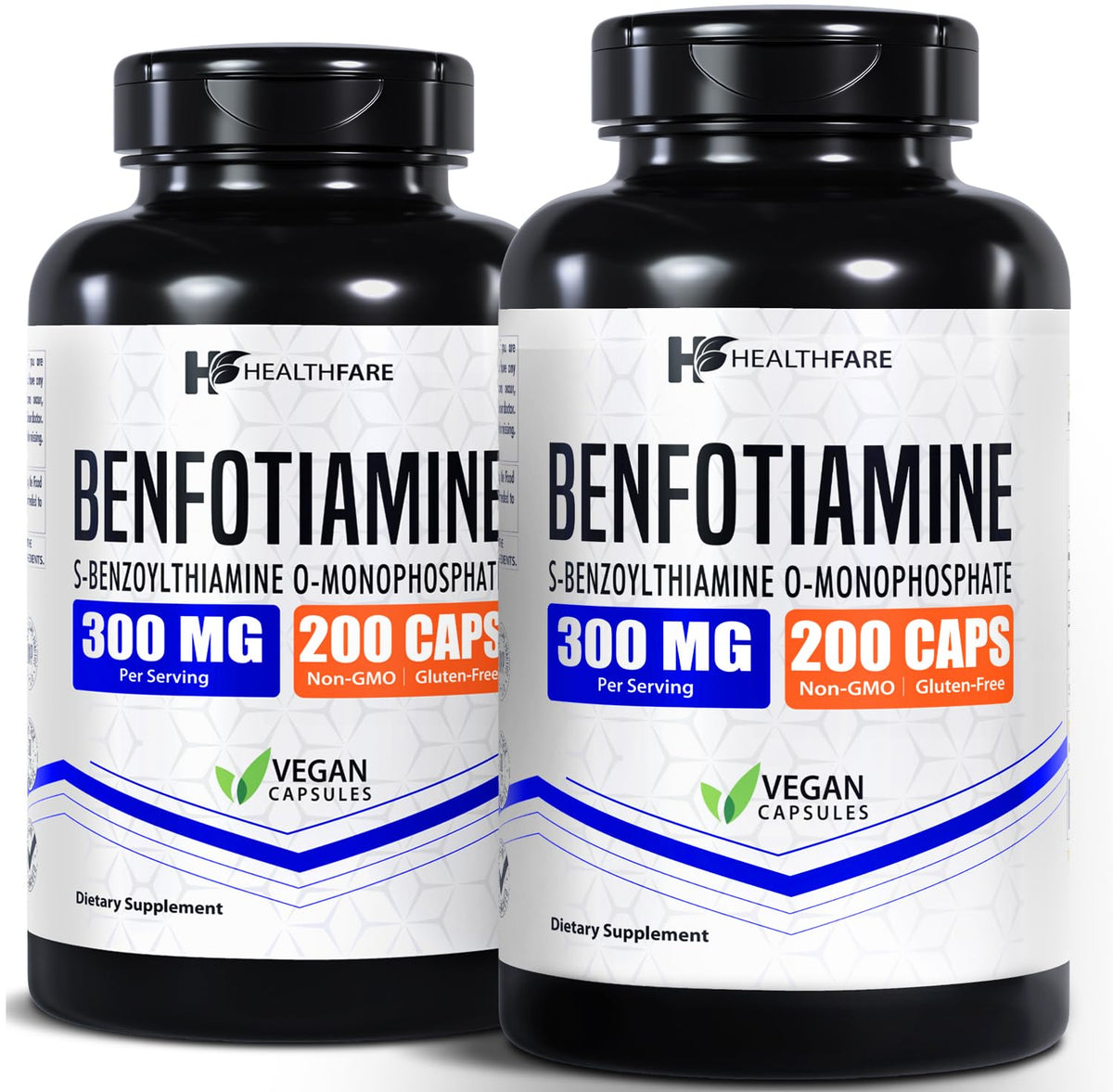 Healthfare Benfotiamina 300 mg: botella de cápsulas para apoyo de la salud general.