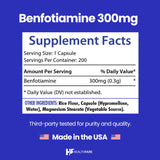 Healthfare Benfotiamina 300 mg: cápsulas compactas para uso diario y soporte nutricional.