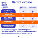Healthfare Benfotiamina 300 mg: envase en mesa para toma diaria.