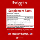 Etiqueta nutricional de Healthfare Berberina HCL 5000mg para lectura rápida.