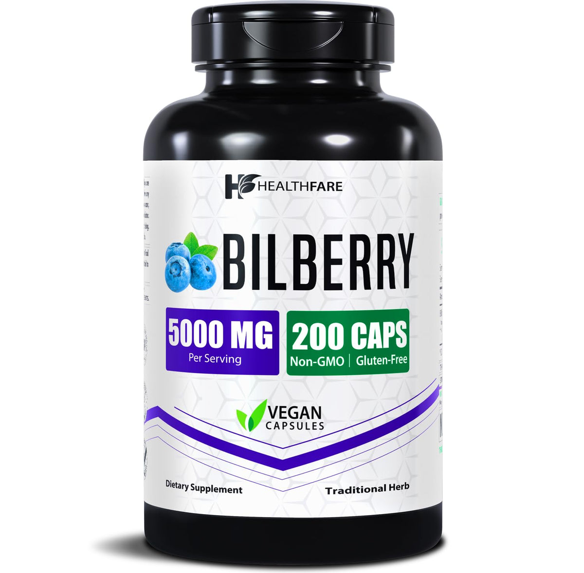 Healthfare Bilberry cápsulas veganas para cuidado visual diario y antioxidantes