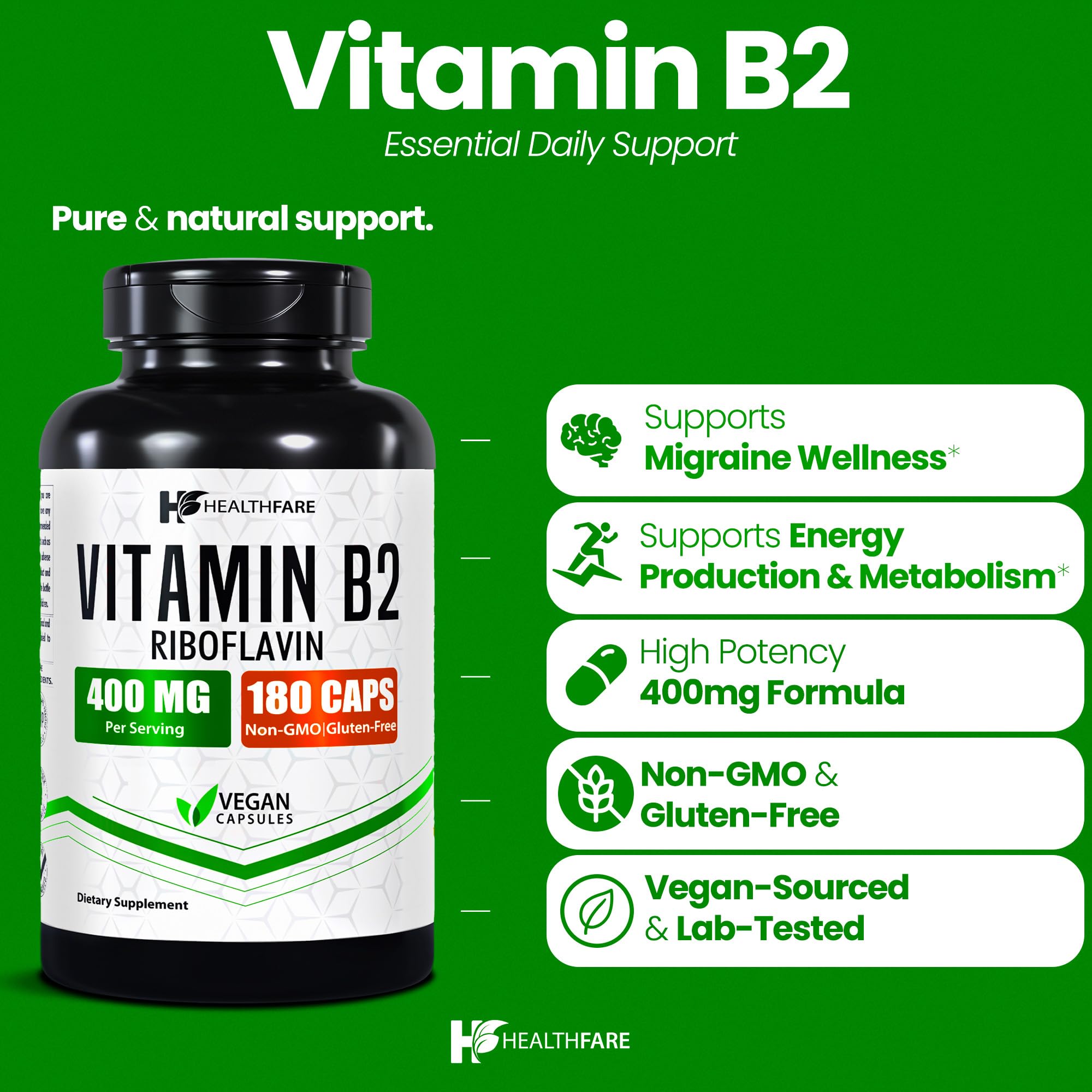 Healthfare bote con 180 cápsulas veganas para uso diario