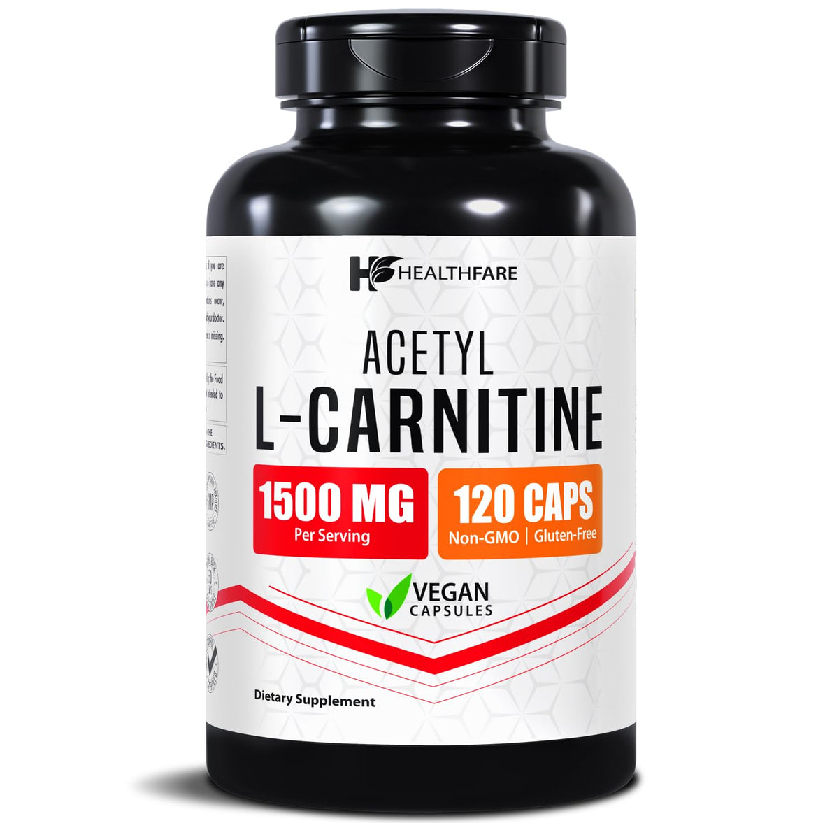 Healthfare L-Carnitina 1500 mg, cápsulas para energía diaria.