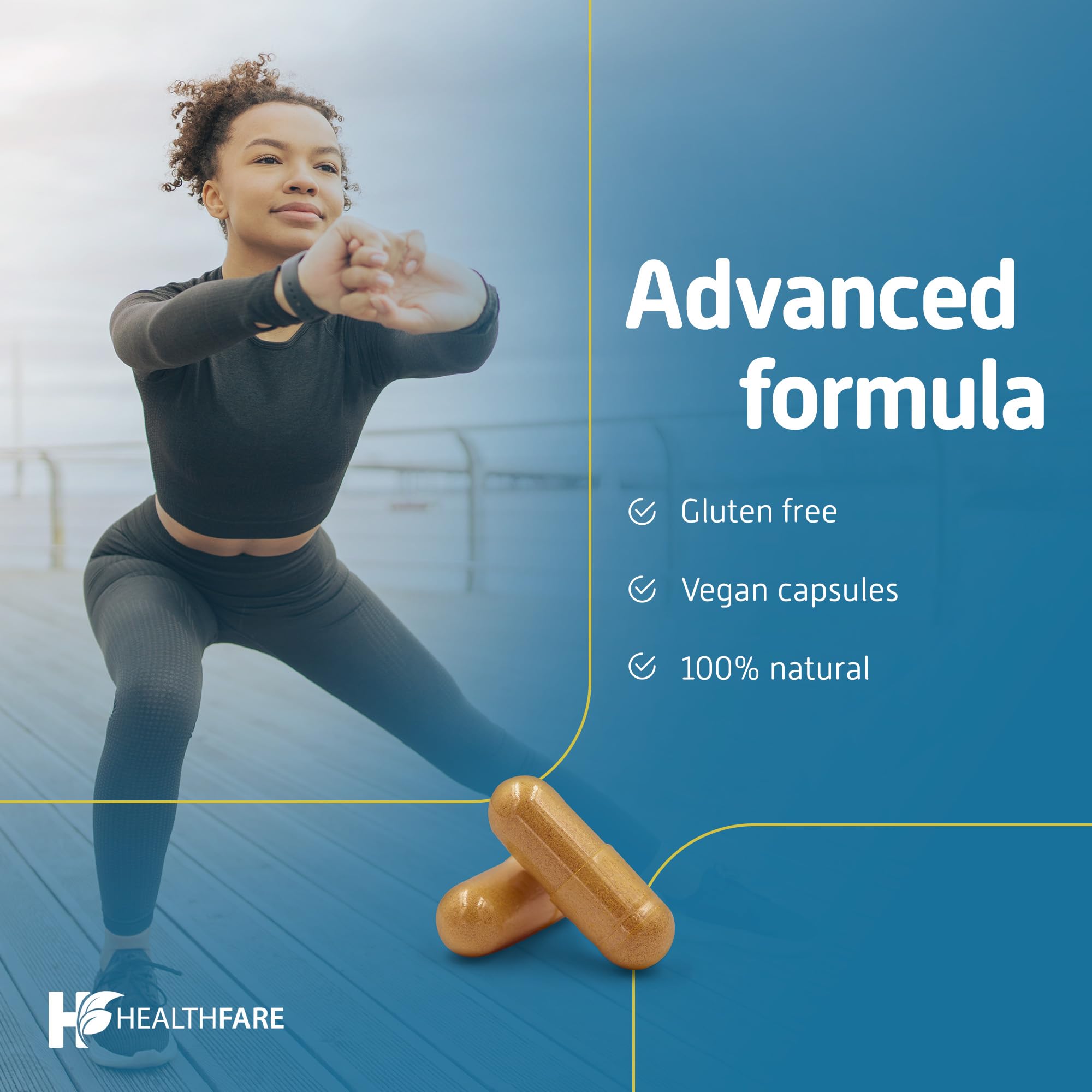 Healthfare Psyllium Husk Capsules presentación estable para uso diario.