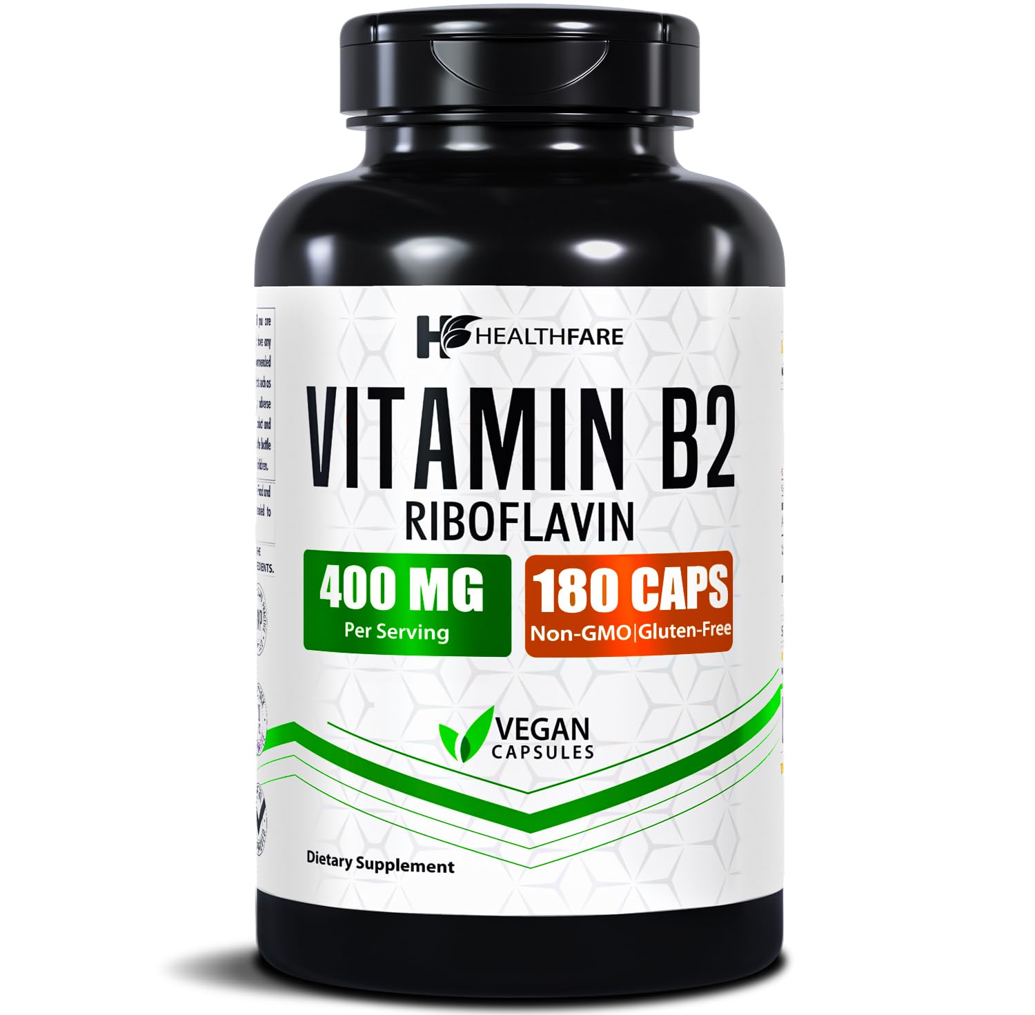 Healthfare Vitamina B2 Riboflavina 400mg cápsulas vegetales para energía diaria