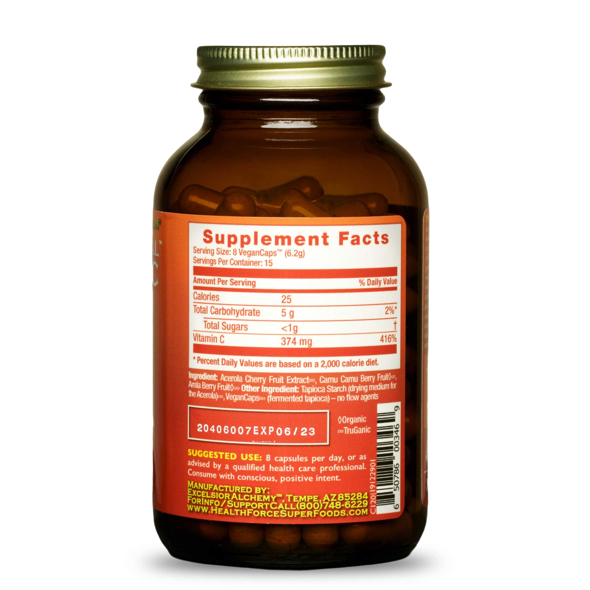 HEALTHFORCE Vitamin C: cápsulas fáciles de tragar para uso diario