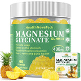 Gomitas HealthNovaTech de magnesio glicinato sabor piña en botella para descanso nocturno