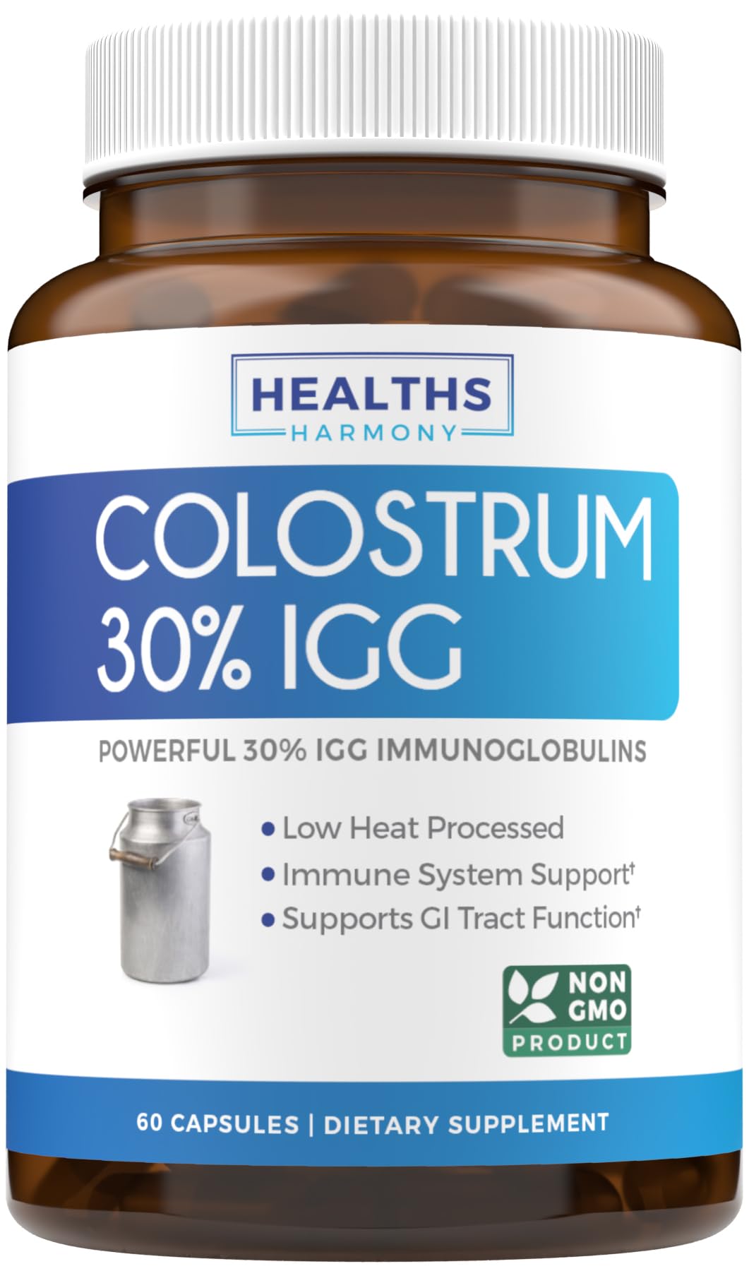 Healths Harmony colostro mujeres frasco 1000 mg para apoyo inmunitario diario.