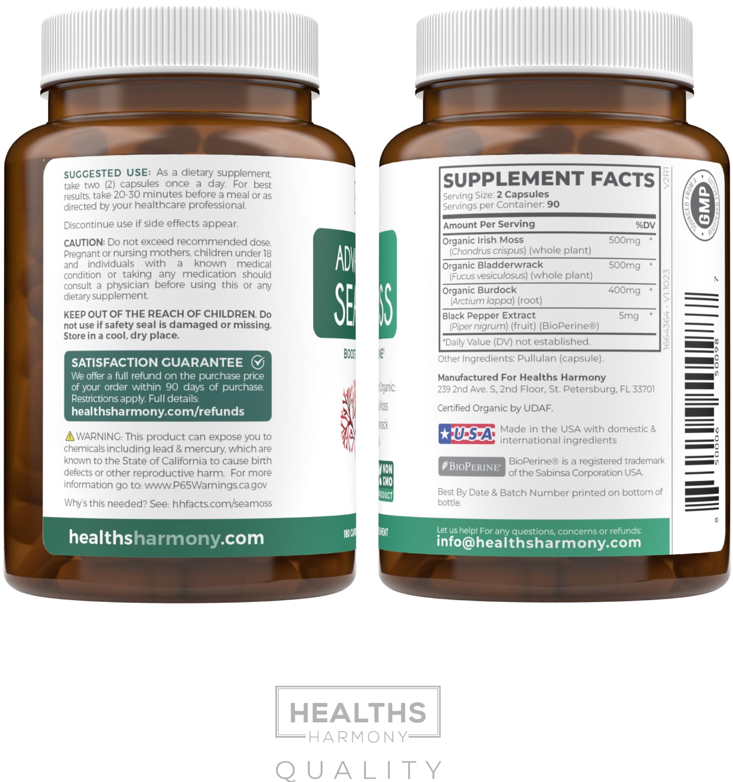 Healths Harmony complemento para piel y bienestar, cápsulas de alga marina.