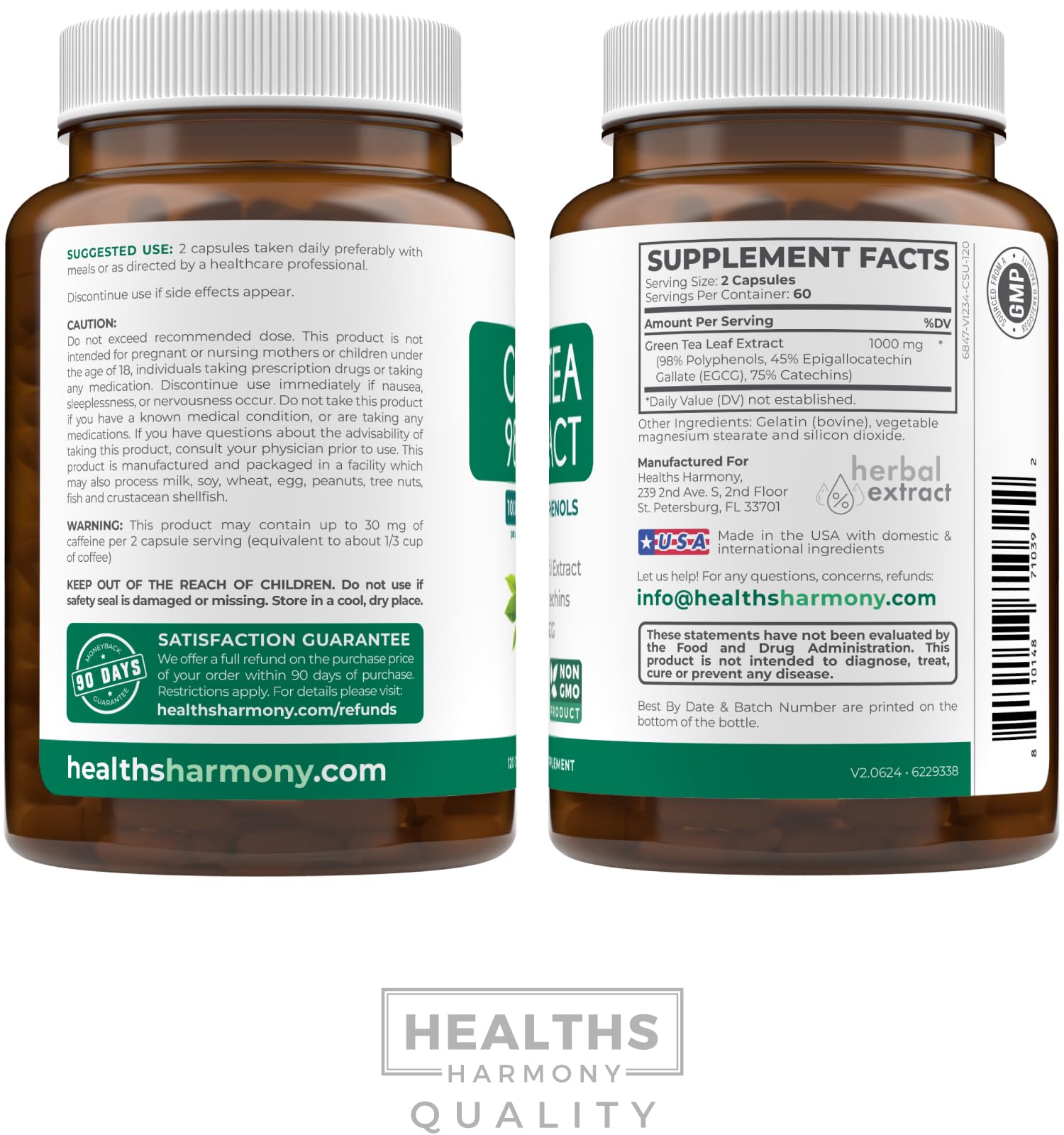 Healths Harmony EGCG cápsulas porción diaria para hábitos saludables