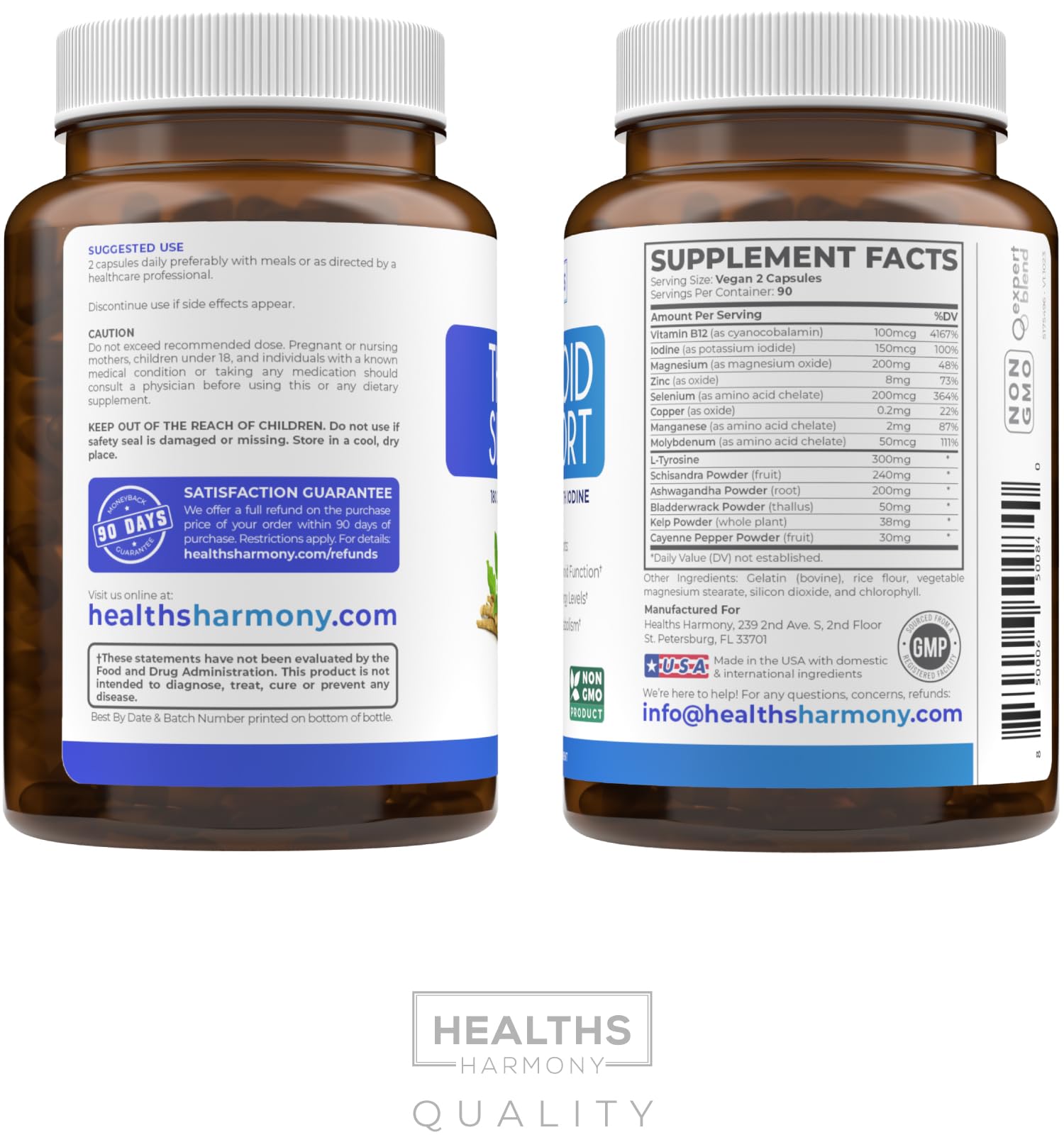 Healths Harmony envase-claridad: frasco visible con etiqueta informativa.